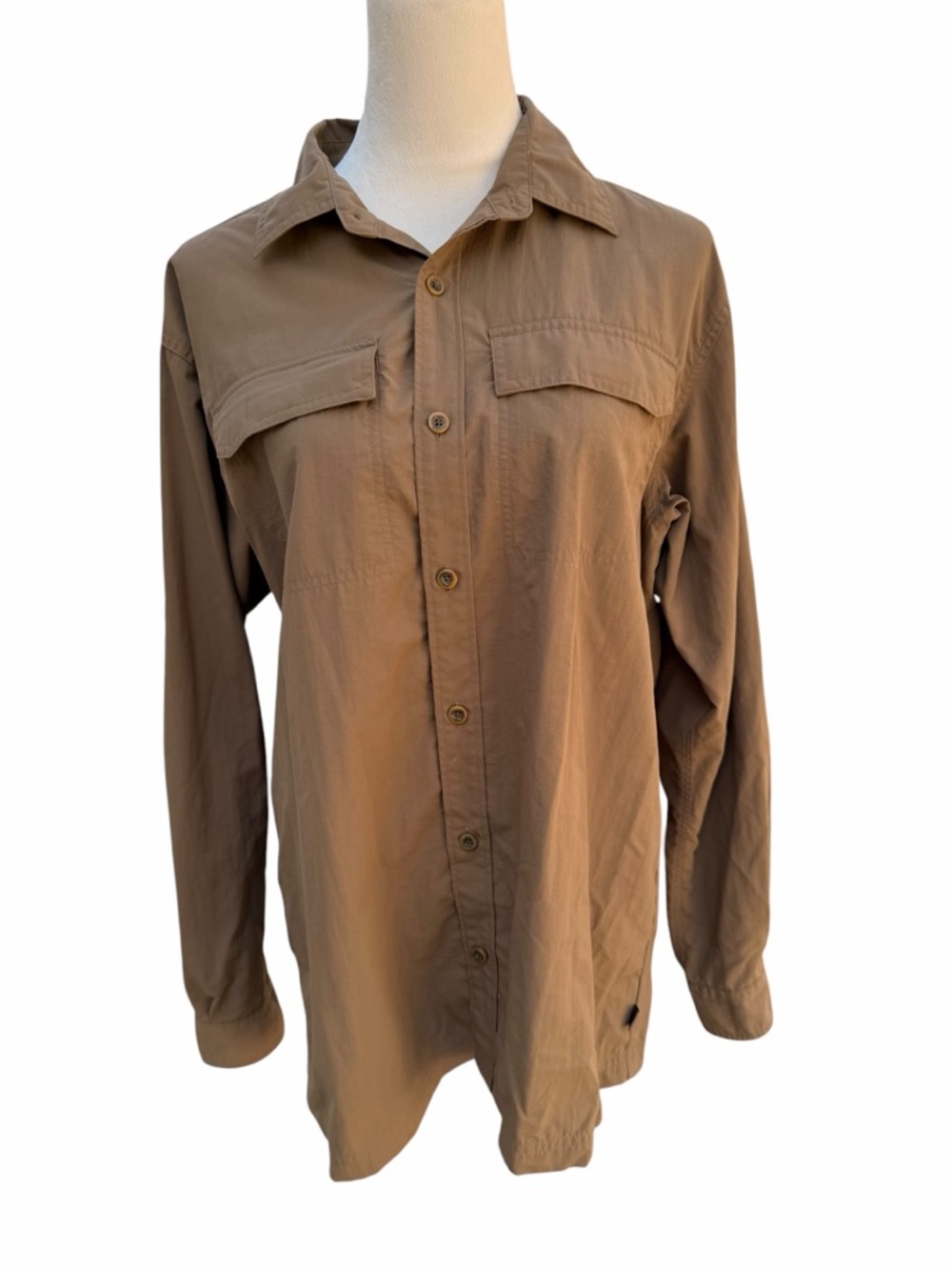 EMS Men's Medium Lightweight Button-Up Shirt Brown Nylon Hiking Outdoor Fishing